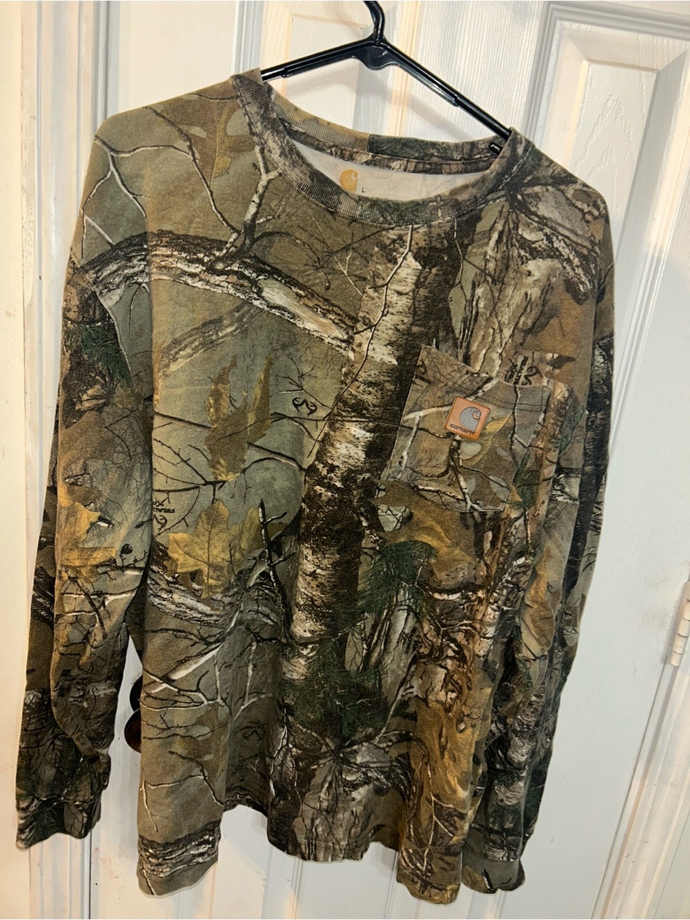 Carhartt Long-Sleeve Realtree-Style Camo Pocket Tee - Green/Brown